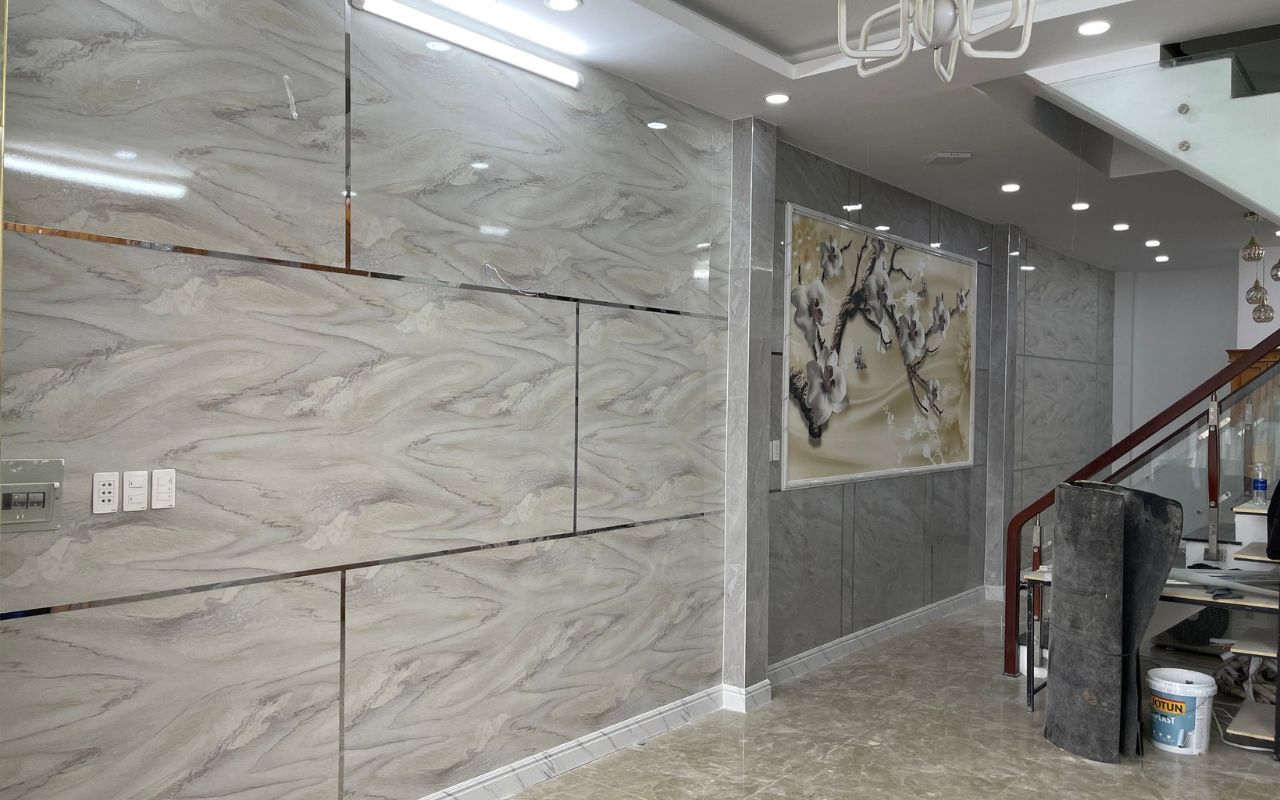 ốp tường bằng tấm nhựa giả đá